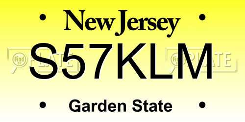 S57KLM New Jersey License Plate