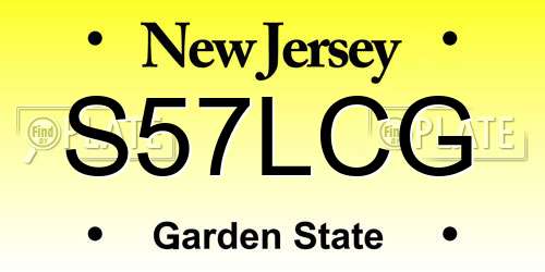 S57LCG New Jersey License Plate