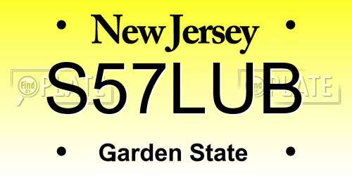 S57LUB New Jersey License Plate