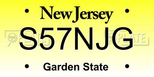 S57NJG New Jersey License Plate