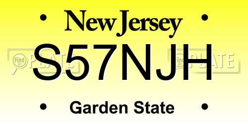 S57NJH New Jersey License Plate