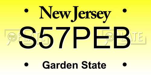 S57PEB New Jersey License Plate