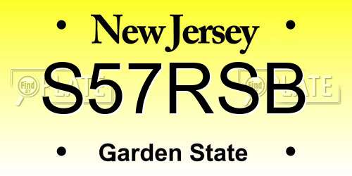 S57RSB New Jersey License Plate