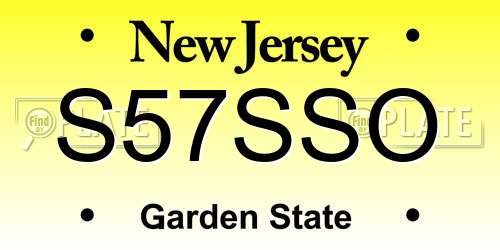 S57SSO New Jersey License Plate