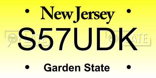 S57UDK New Jersey License Plate