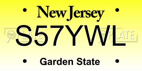 S57YWL New Jersey License Plate