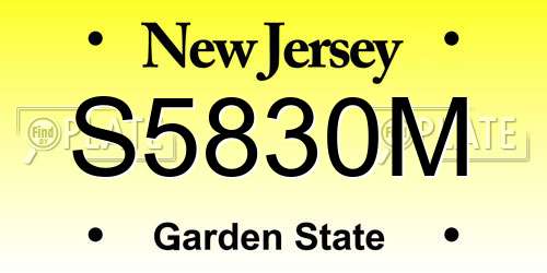 S5830M New Jersey License Plate