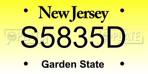 S5835D New Jersey License Plate