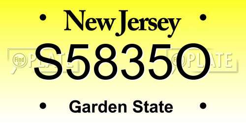 S5835O New Jersey License Plate