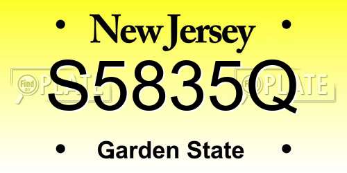 S5835Q New Jersey License Plate