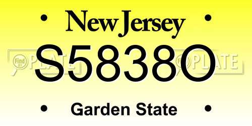S5838O New Jersey License Plate