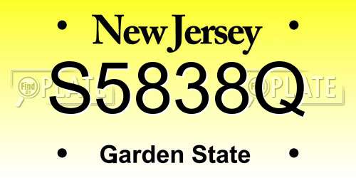 S5838Q New Jersey License Plate