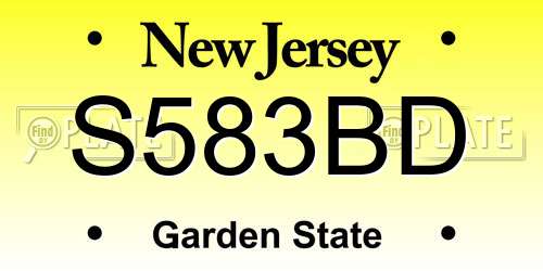 S583BD New Jersey License Plate