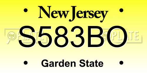 S583BO New Jersey License Plate
