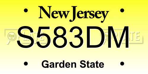 S583DM New Jersey License Plate