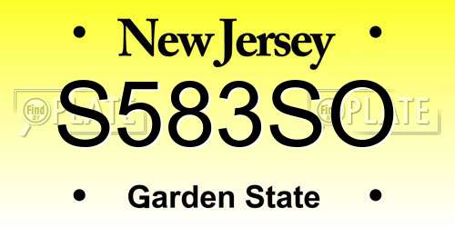 S583SO New Jersey License Plate