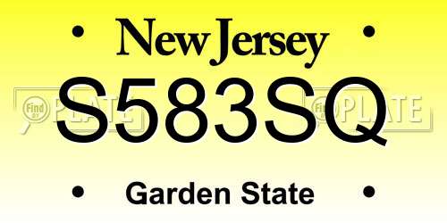S583SQ New Jersey License Plate