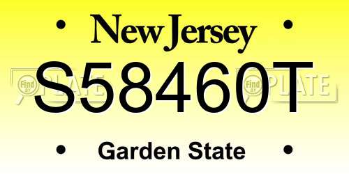S58460T New Jersey License Plate