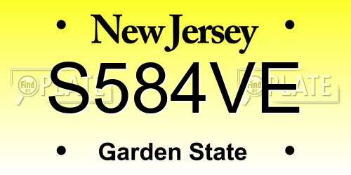 S584VE New Jersey License Plate