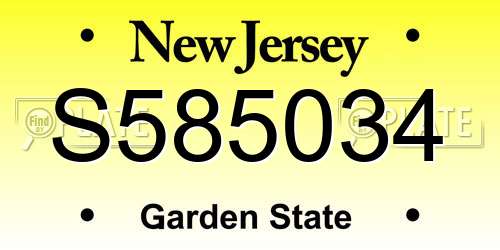 S585034 New Jersey License Plate