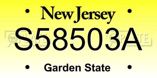 S58503A New Jersey License Plate
