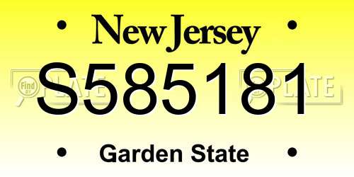 S585181 New Jersey License Plate