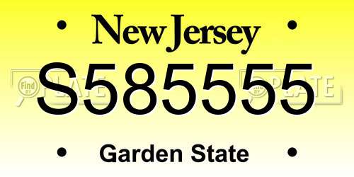 S585555 New Jersey License Plate