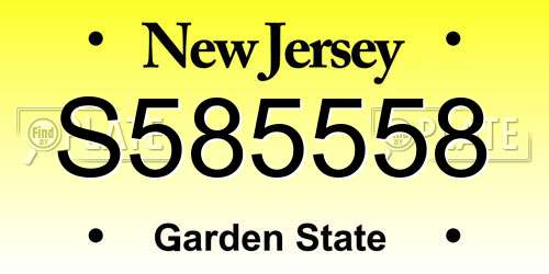 S585558 New Jersey License Plate