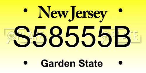 S58555B New Jersey License Plate