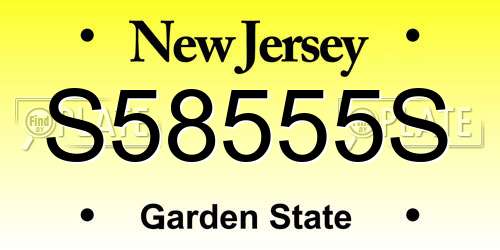 S58555S New Jersey License Plate
