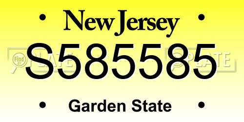 S585585 New Jersey License Plate