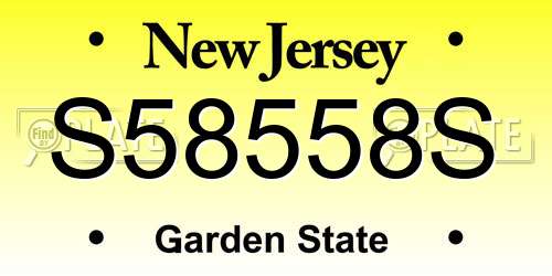 S58558S New Jersey License Plate