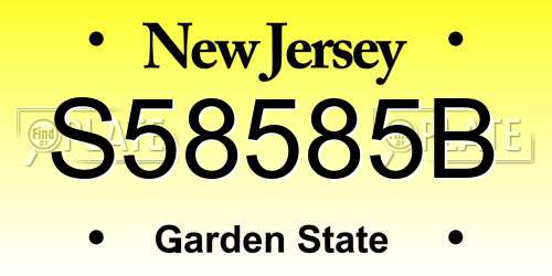 S58585B New Jersey License Plate