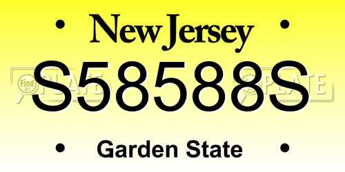 S58588S New Jersey License Plate