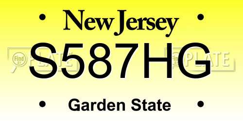 S587HG New Jersey License Plate