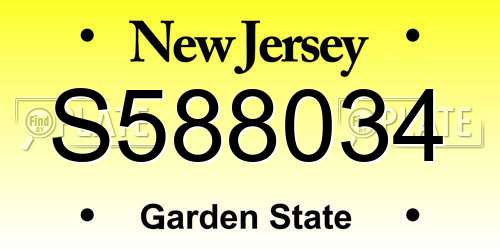 S588034 New Jersey License Plate
