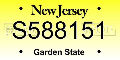 S588151 New Jersey License Plate