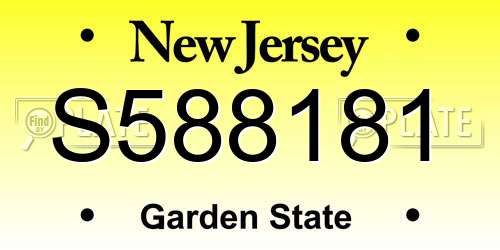 S588181 New Jersey License Plate