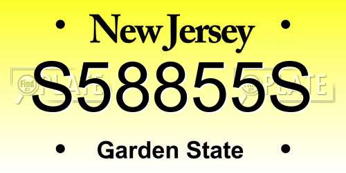 S58855S New Jersey License Plate