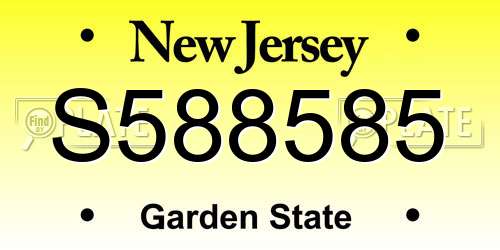 S588585 New Jersey License Plate