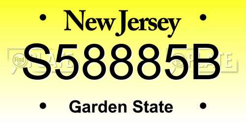 S58885B New Jersey License Plate
