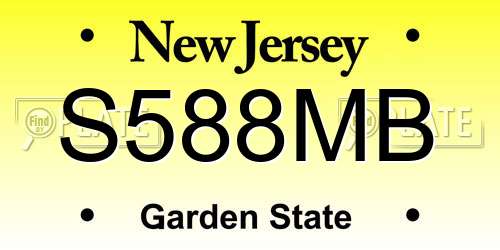 S588MB New Jersey License Plate