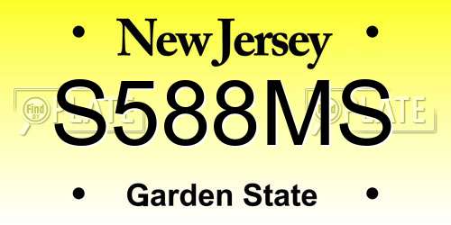 S588MS New Jersey License Plate