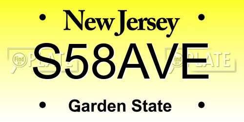 S58AVE New Jersey License Plate