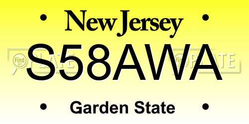 S58AWA New Jersey License Plate