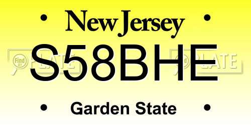 S58BHE New Jersey License Plate