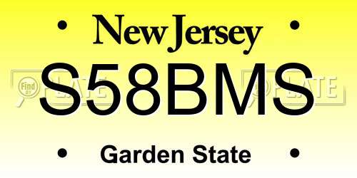 S58BMS New Jersey License Plate