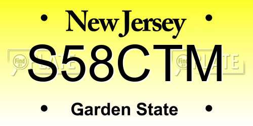 S58CTM New Jersey License Plate