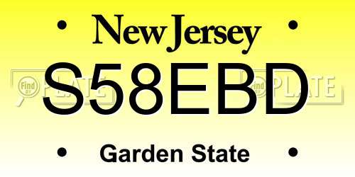 S58EBD New Jersey License Plate