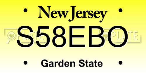 S58EBO New Jersey License Plate